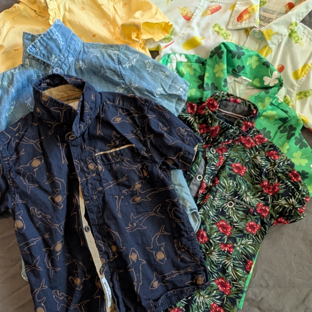 Kids Patterned Short Sleeve Shirts - Multicolor